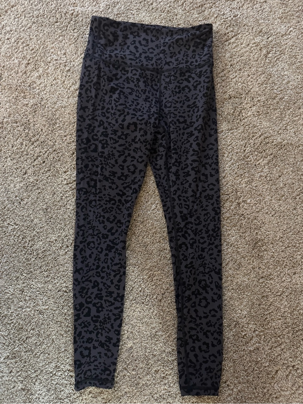 Athleta Black and Gray Leopard High-Waist Leggings